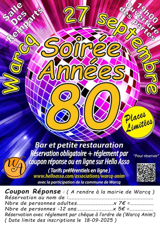 Lire la suite à propos de l’article Soirée Années 80 organisée par Warcq Anim’ le 27/09/2025