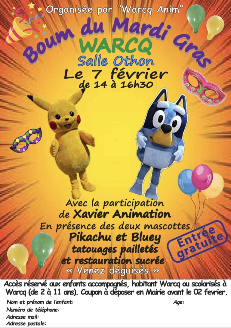 Lire la suite à propos de l’article Boum de mardi gras – Warcq Anim&rsquo;